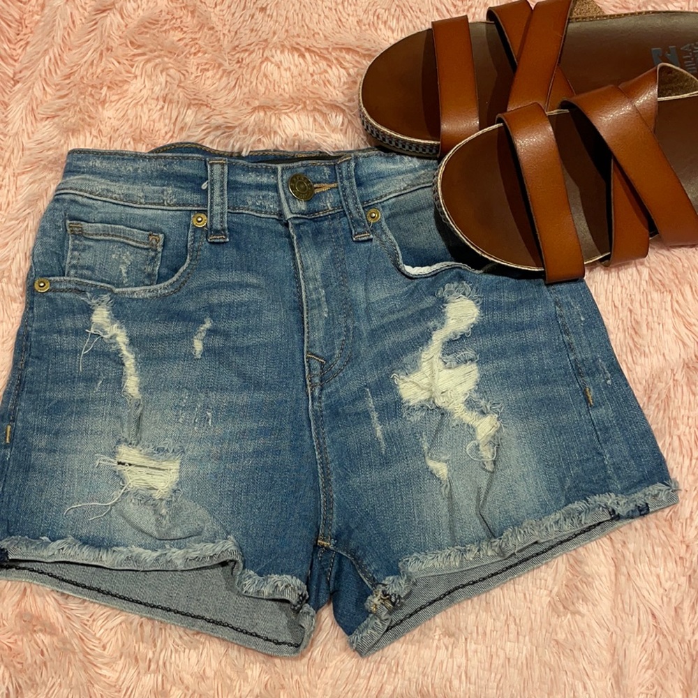 express distressed denim shorts